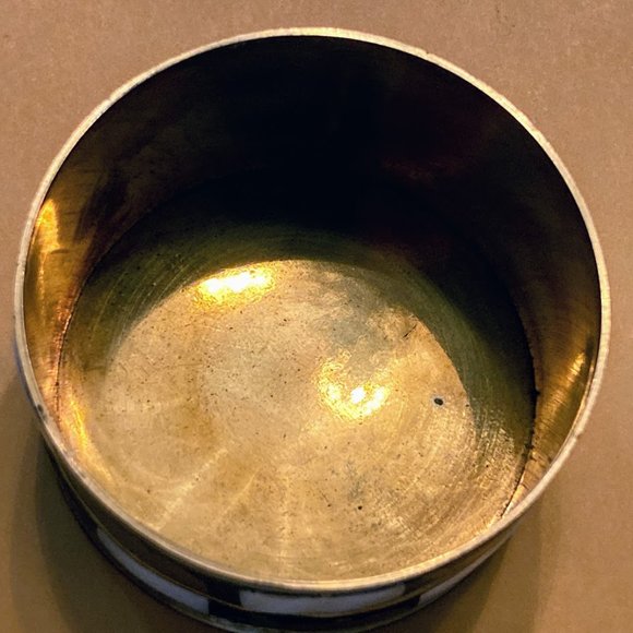 Elephant Trinket Box Mini Storage Jewelry Box Mother of Pearl Round Checkered - Picture 5 of 7